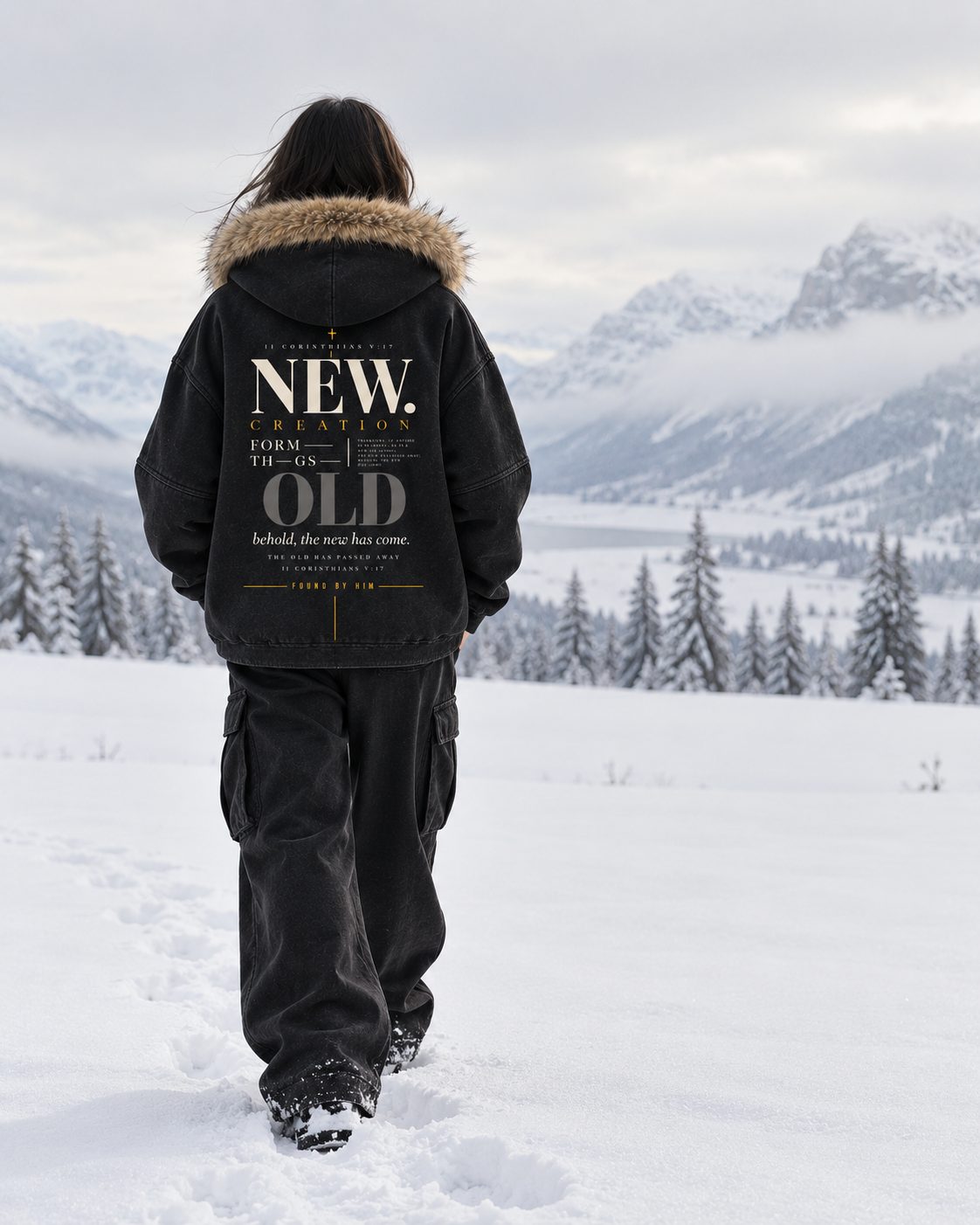 NEW CREATION - Sun Fade Boxy Detachable Fur Hoodie