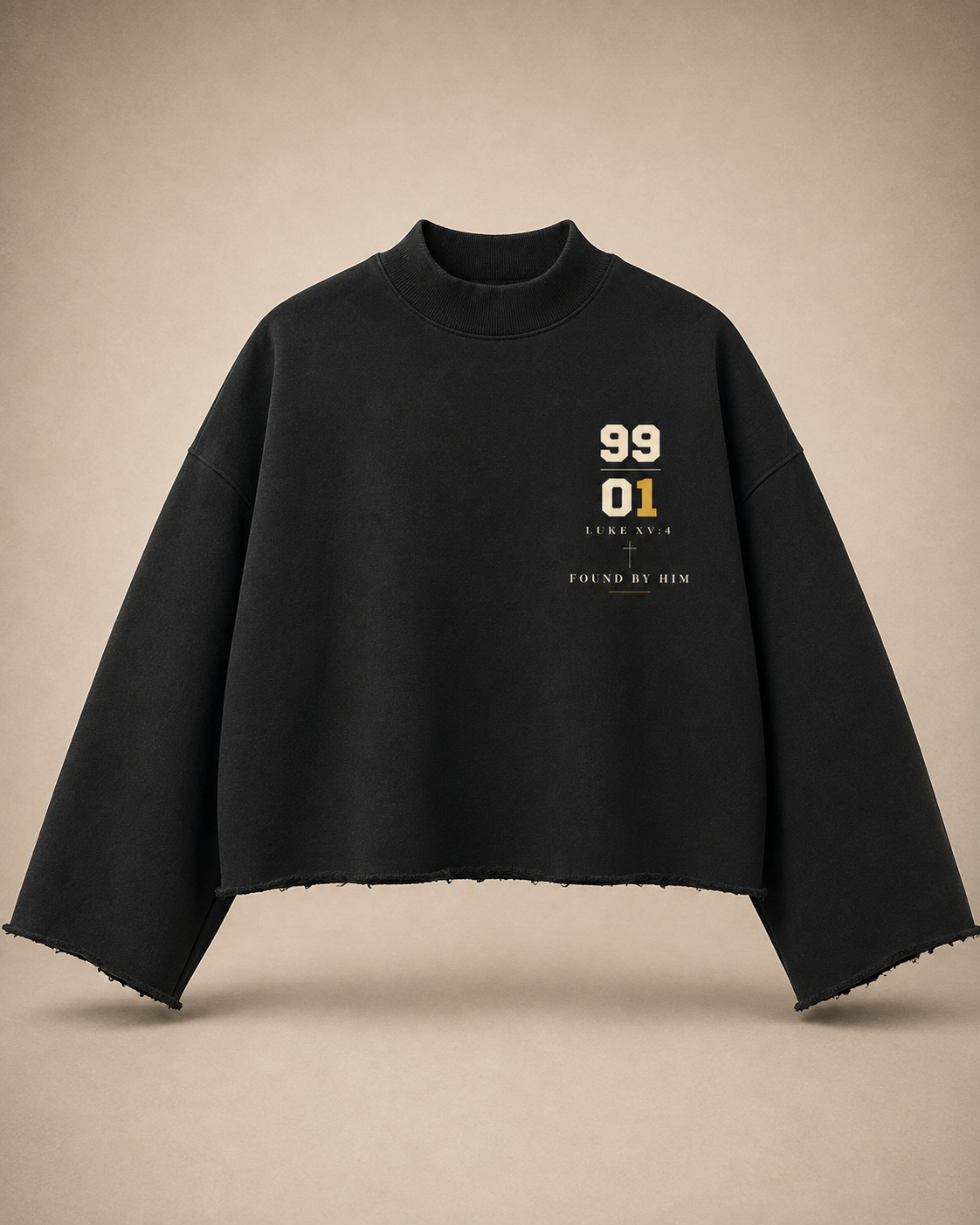 THE ONE - Unisex Mock Neck Raw Edge Boxy Sweatshirt