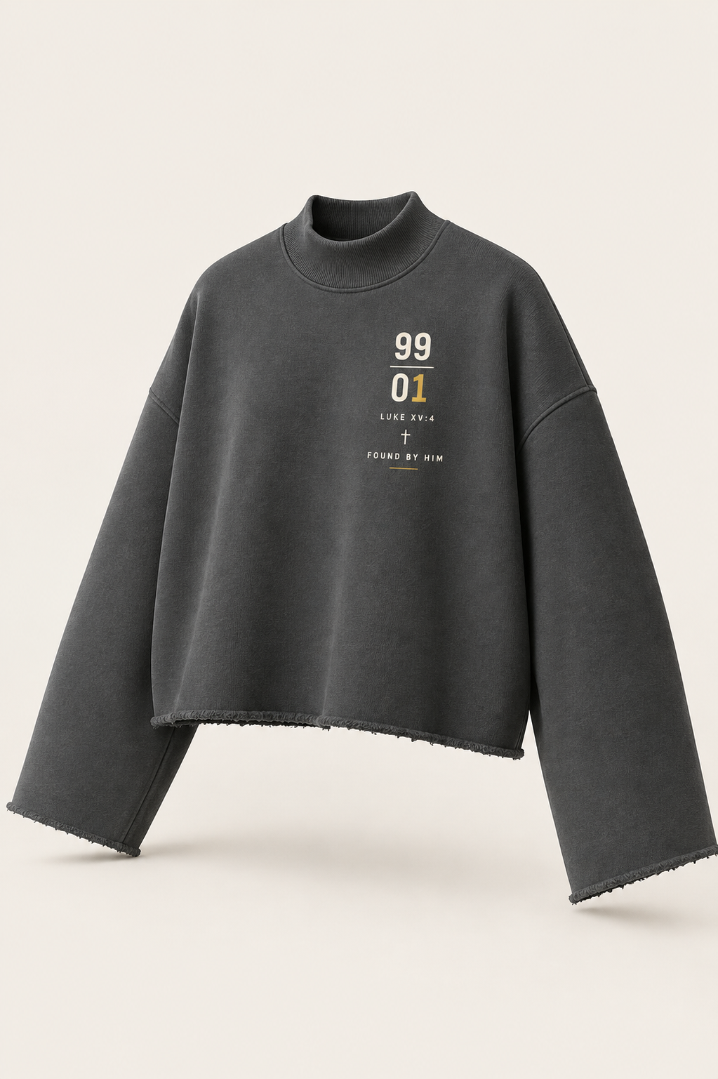 THE ONE - Unisex Mock Neck Raw Edge Boxy Sweatshirt