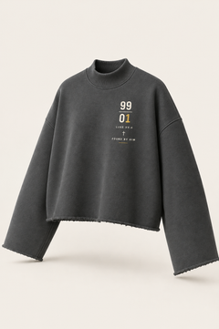 THE ONE - Unisex Mock Neck Raw Edge Boxy Sweatshirt