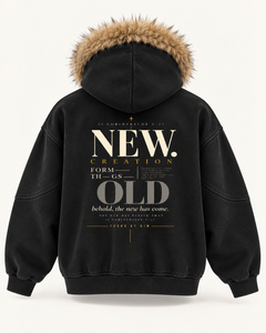 NEW CREATION - Sun Fade Boxy Detachable Fur Hoodie