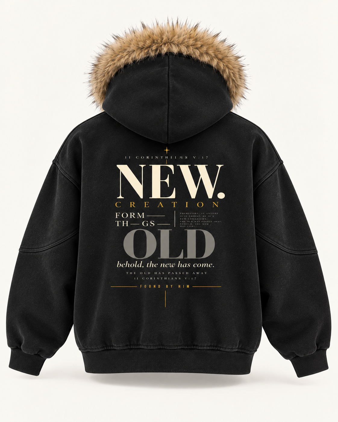NEW CREATION - Sun Fade Boxy Detachable Fur Hoodie