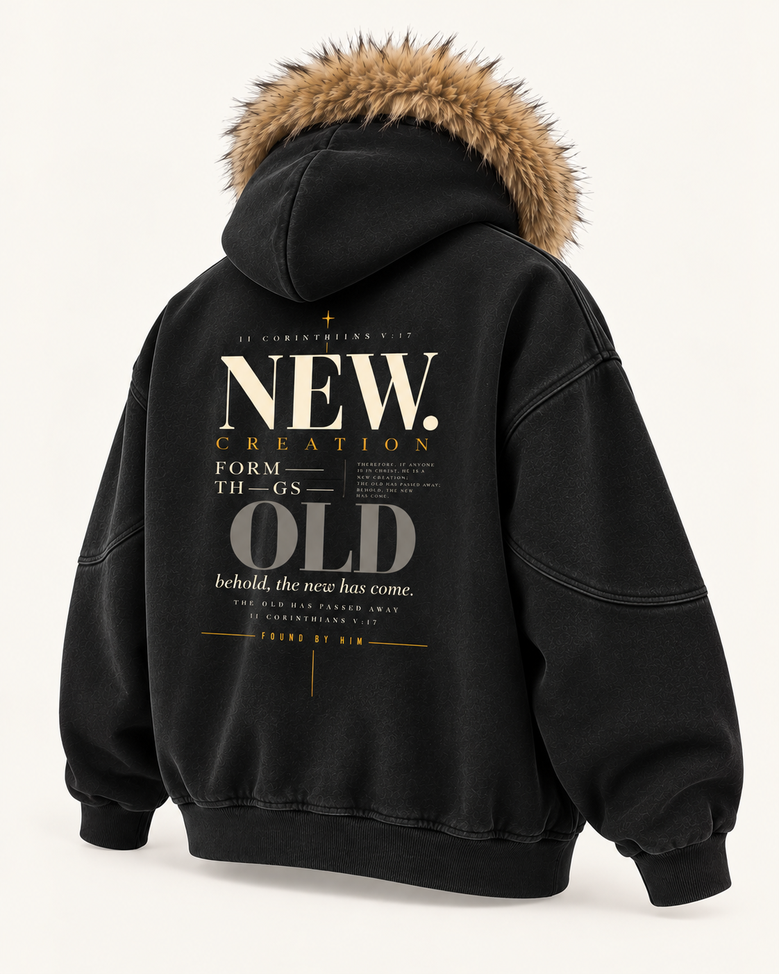NEW CREATION - Sun Fade Boxy Detachable Fur Hoodie