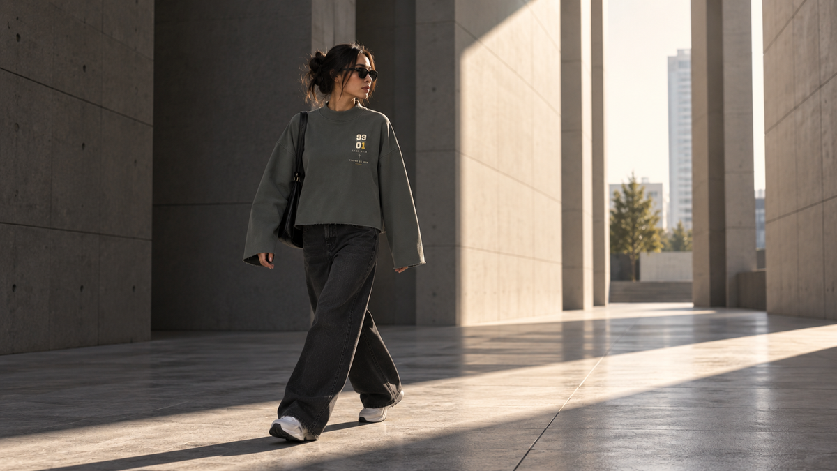 THE ONE - Unisex Mock Neck Raw Edge Boxy Sweatshirt