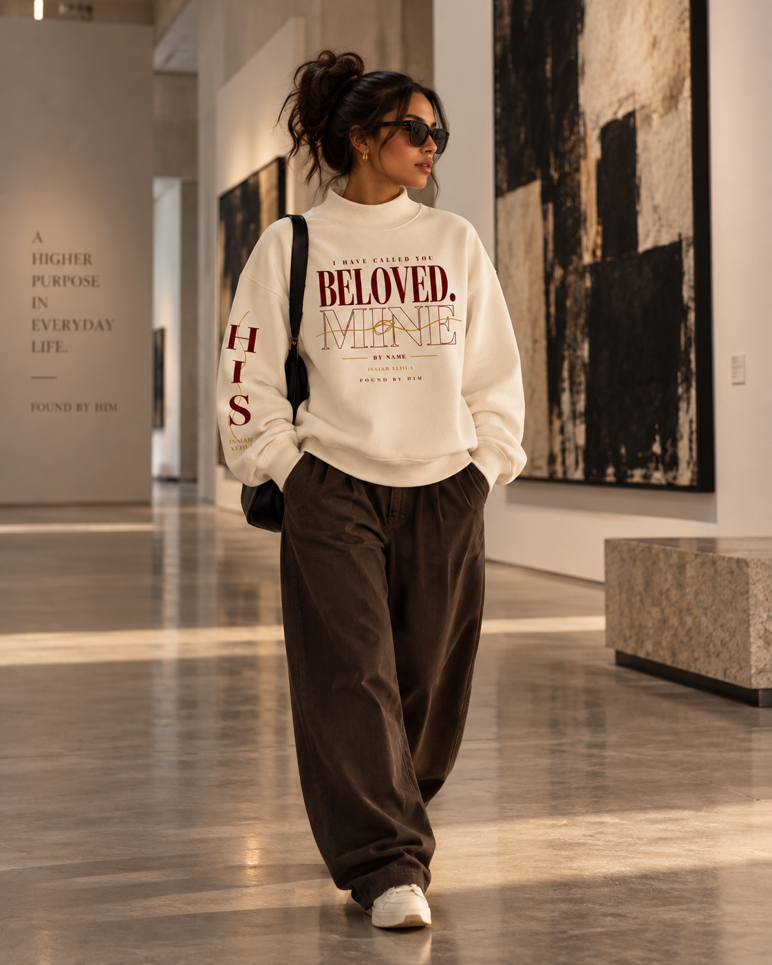 BELOVED - Women Essential Fleece Mock-Neck Crew Sweatshirt