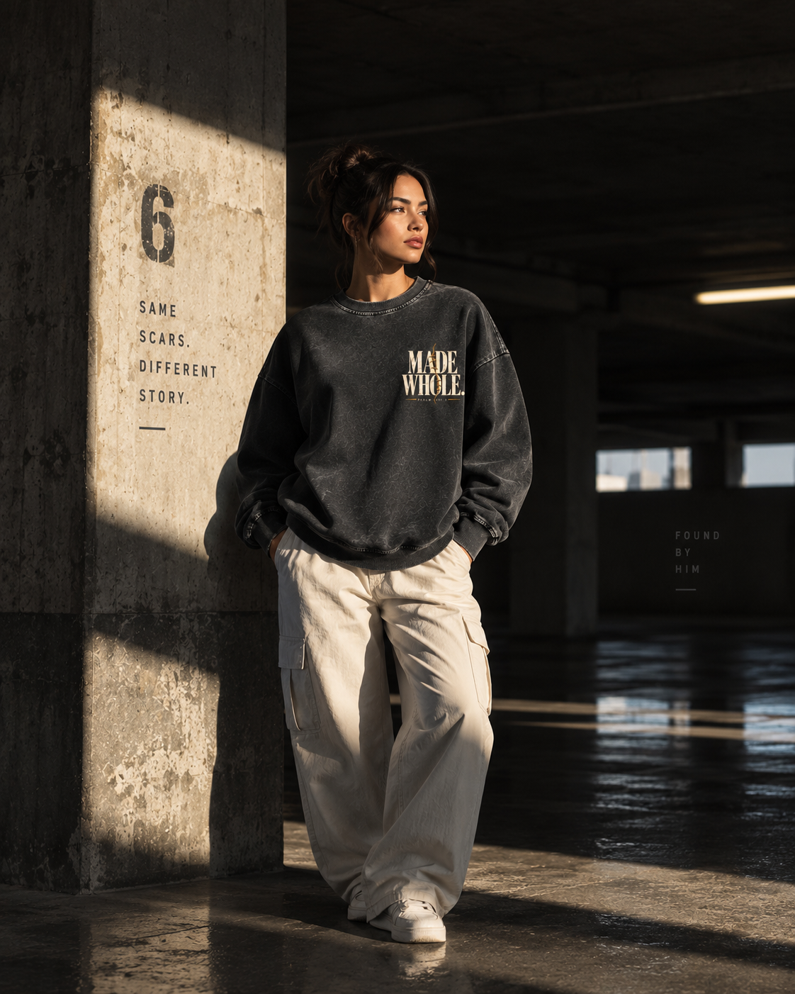 MADE WHOLE - Snow Wash Oversized Crewneck Sweatshirt