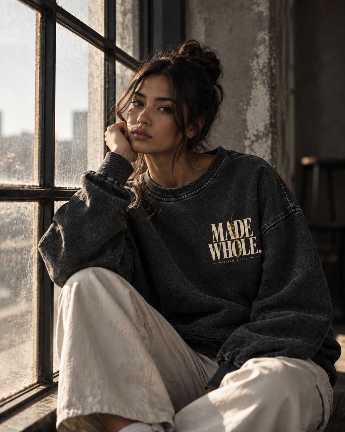 MADE WHOLE - Snow Wash Oversized Crewneck Sweatshirt