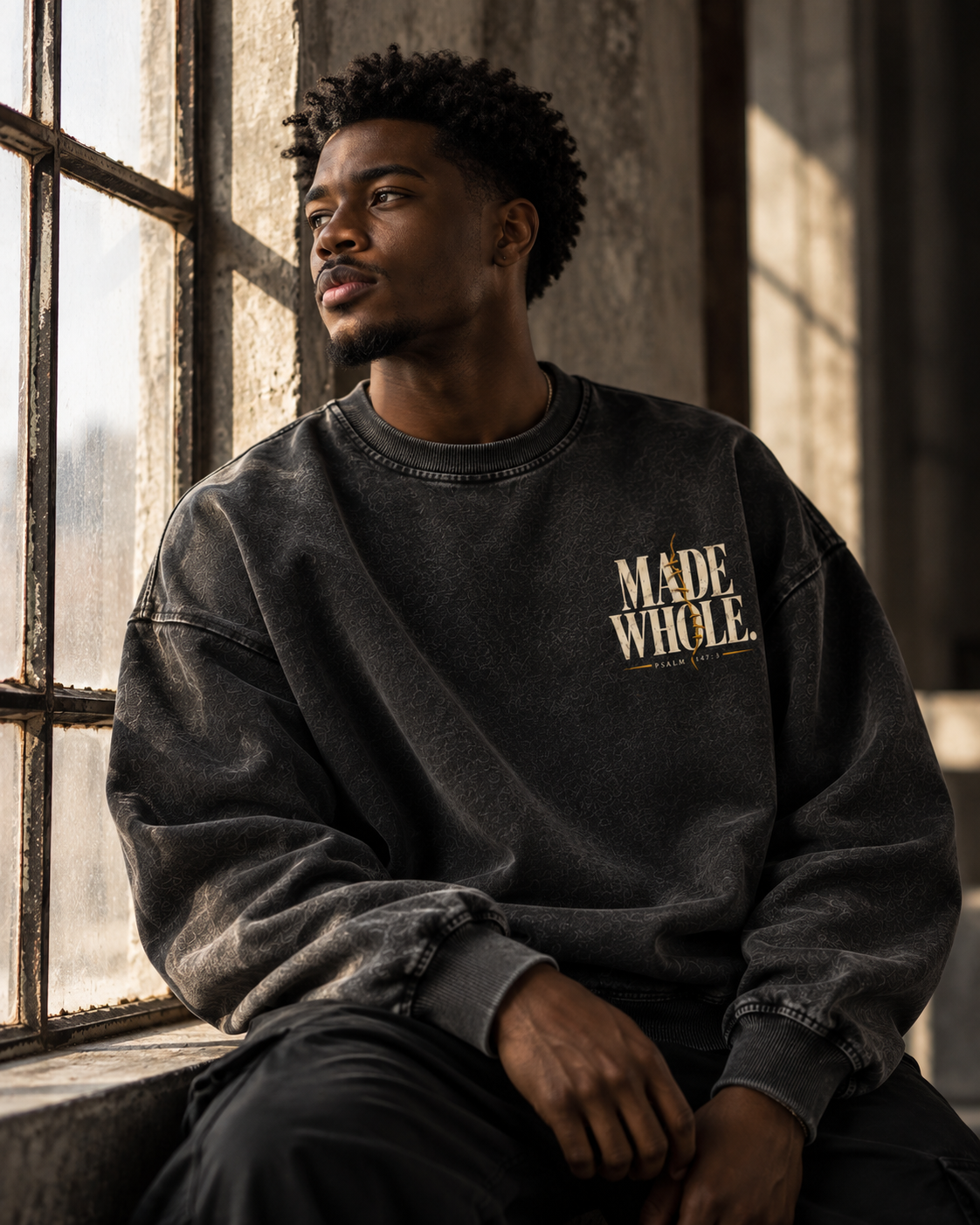MADE WHOLE - Snow Wash Oversized Crewneck Sweatshirt