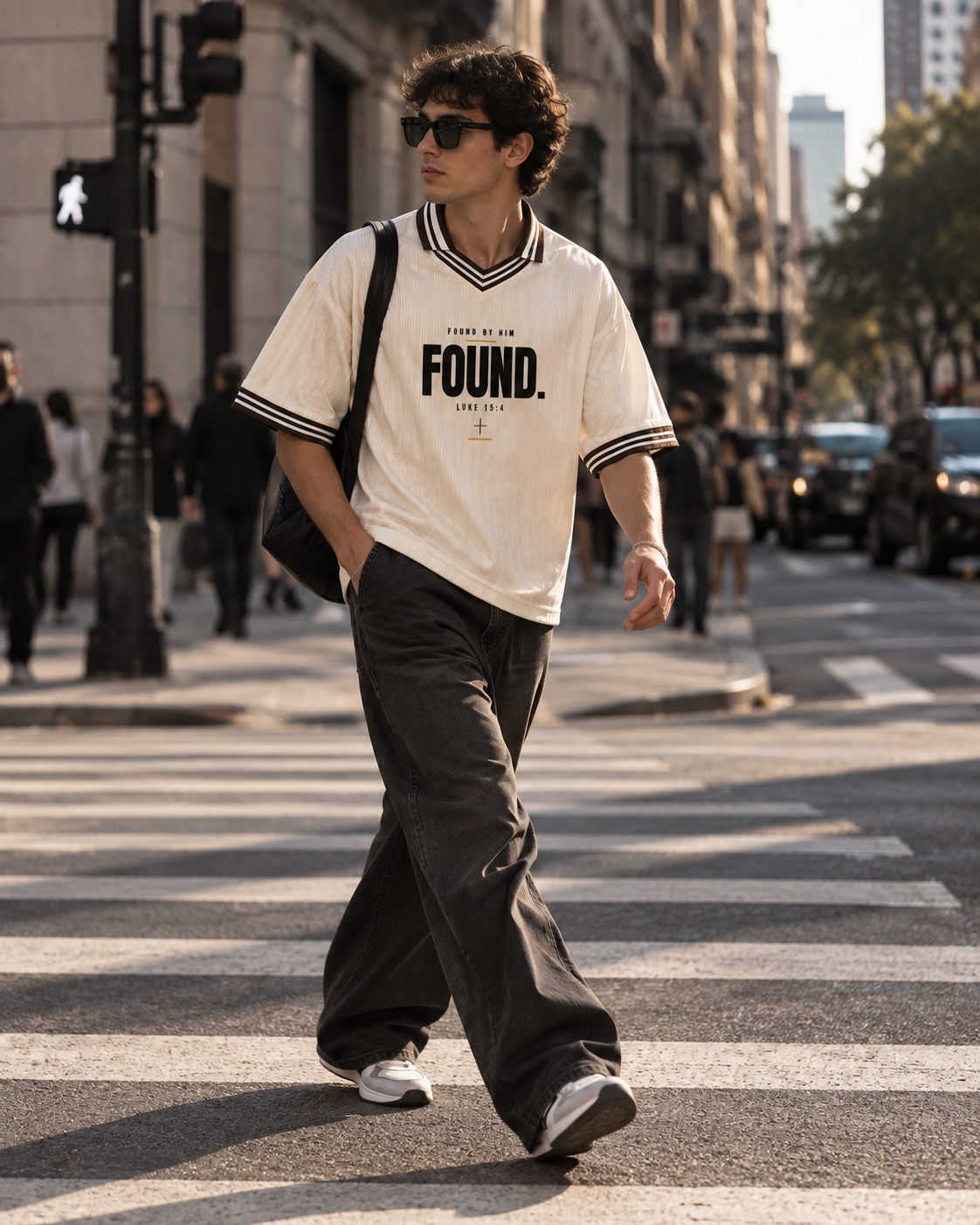 FOUND - Contrast Stripes Polo Collar T-Shirt