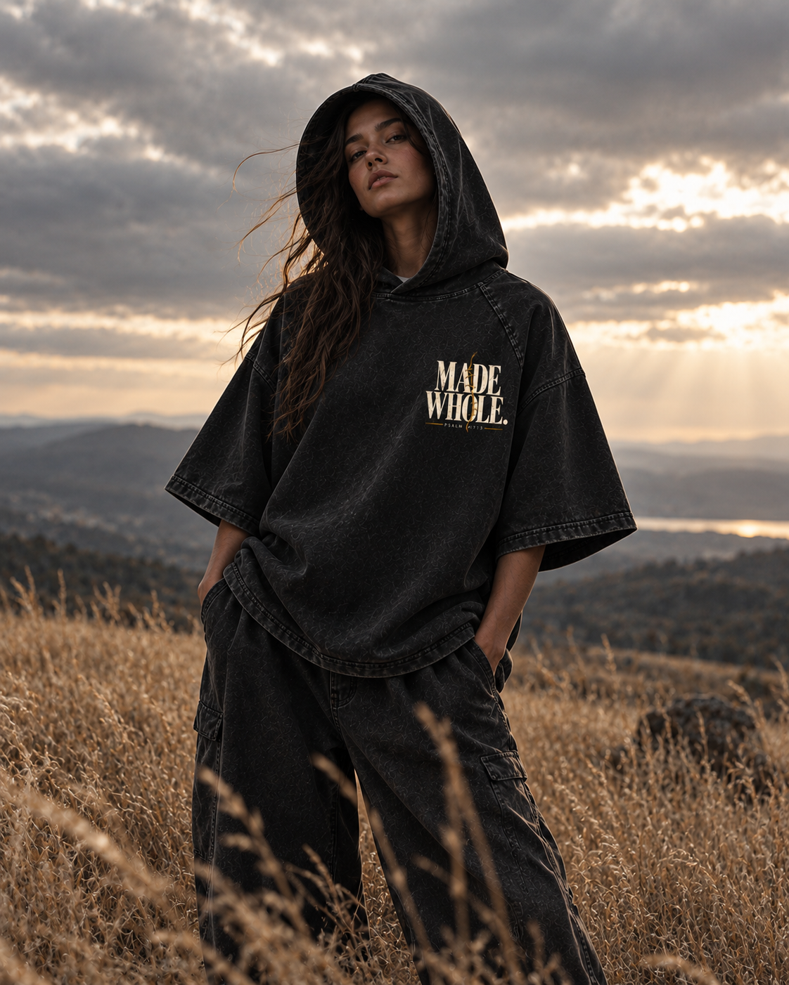 MADE WHOLE - Snow Washed Hooded Boxy T-Shirt