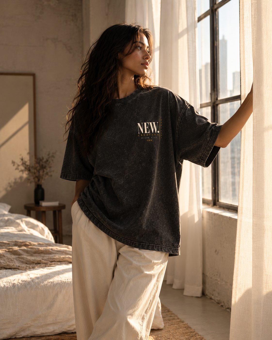 NEW CREATION - Snow Washed Oversized Cotton T-Shirt