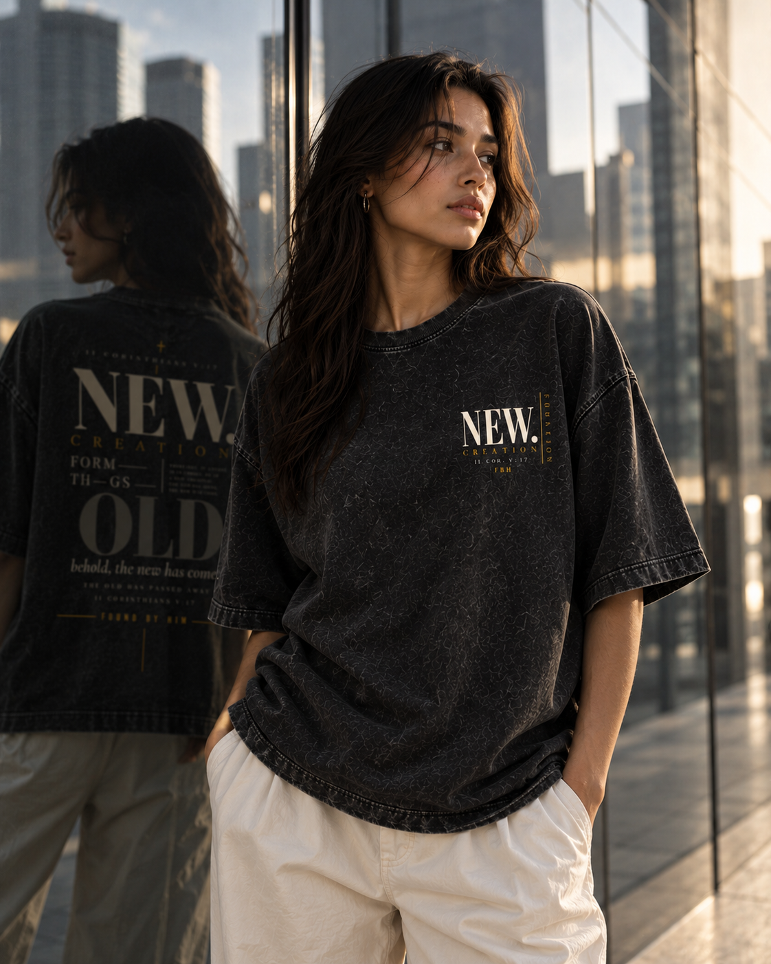 NEW CREATION - Snow Washed Oversized Cotton T-Shirt