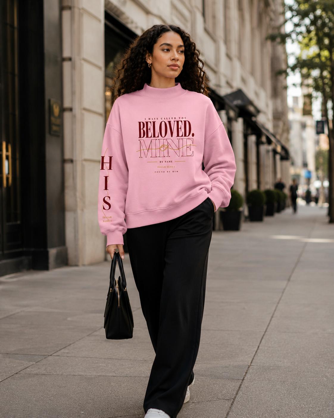 BELOVED - Women Essential Fleece Mock-Neck Crew Sweatshirt