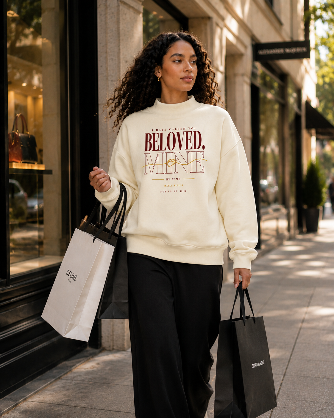 BELOVED - Women Essential Fleece Mock-Neck Crew Sweatshirt
