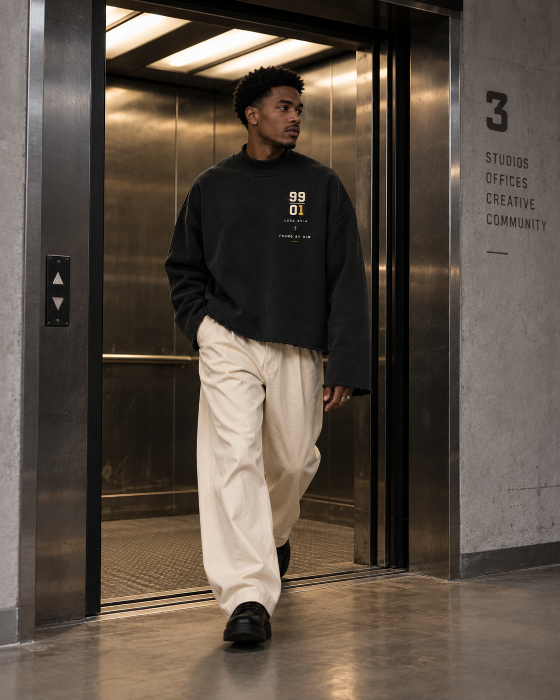 THE ONE - Unisex Mock Neck Raw Edge Boxy Sweatshirt