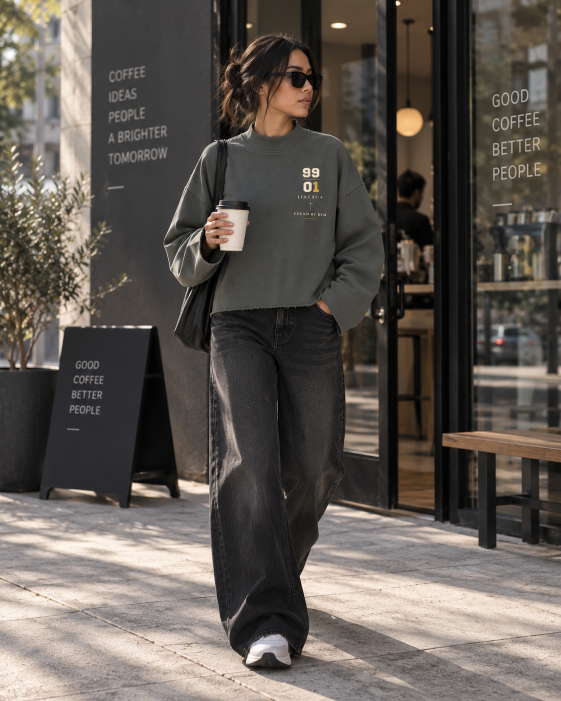 THE ONE - Unisex Mock Neck Raw Edge Boxy Sweatshirt