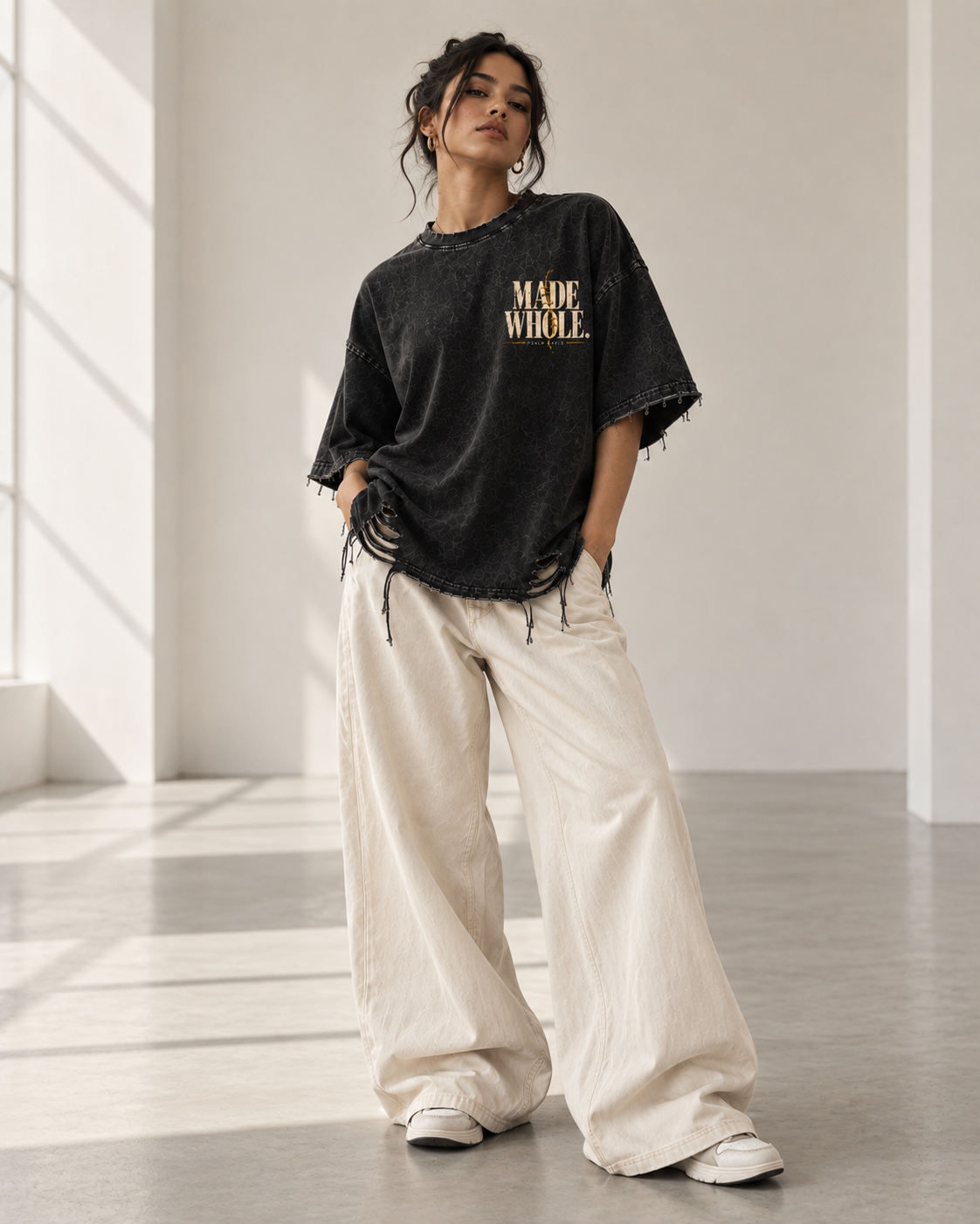 MADE WHOLE - Snow Washed Raw-Hem Tee