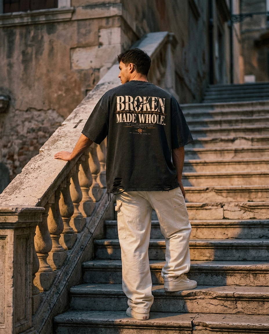MADE WHOLE - Snow Washed Raw-Hem Tee