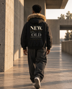 NEW CREATION - Sun Fade Boxy Detachable Fur Hoodie