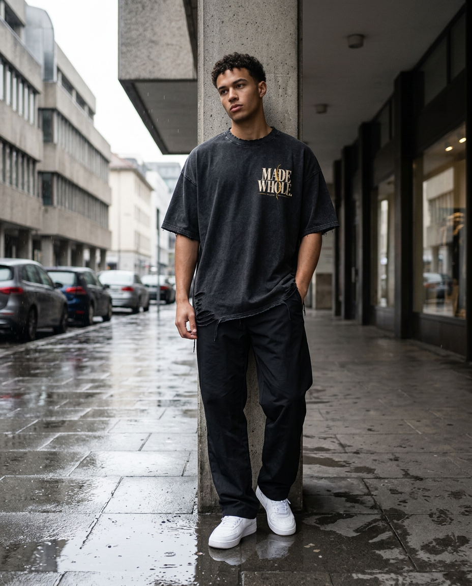 MADE WHOLE - Snow Washed Raw-Hem Tee